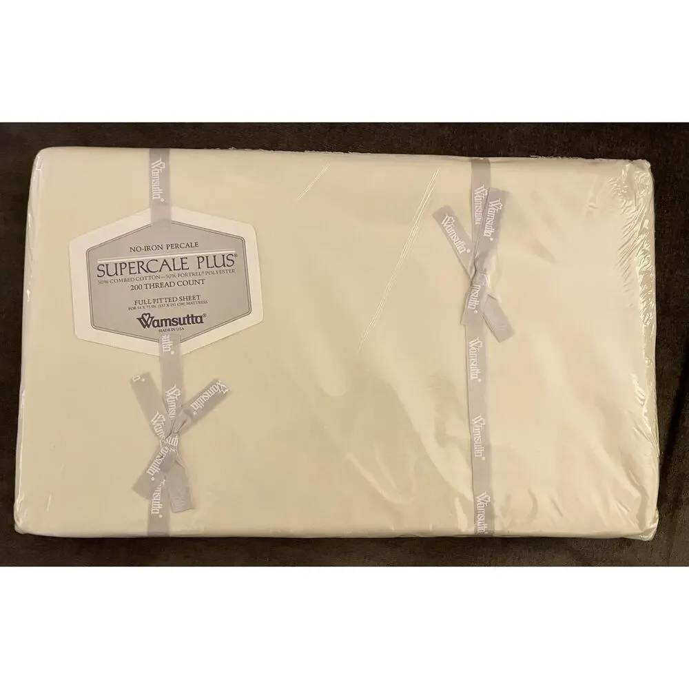 VTG NEW in PKG Wamsutta Full Sheet Set Wheat Beacon Hill Eyelet Supercale Plus